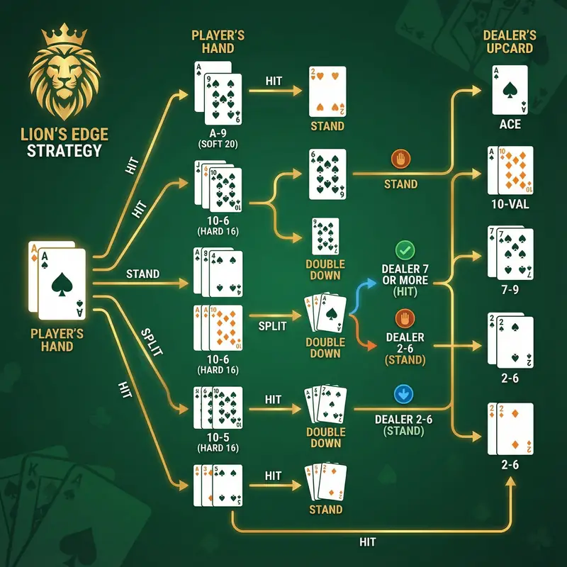Tabla de estrategia básica de blackjack del León - Juegos de Casino