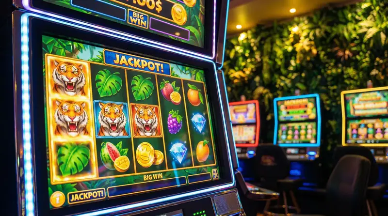 Tragamonedas con símbolos de tigre y selva en Juegos de Casino